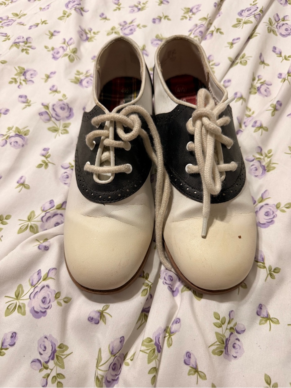 Smart Fit White and Black Kids Saddle Dress Shoes